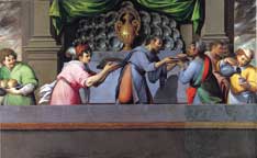 dipinto olio su tela raffigurante I servitori dell'ultima cena, di Camillo Procaccini